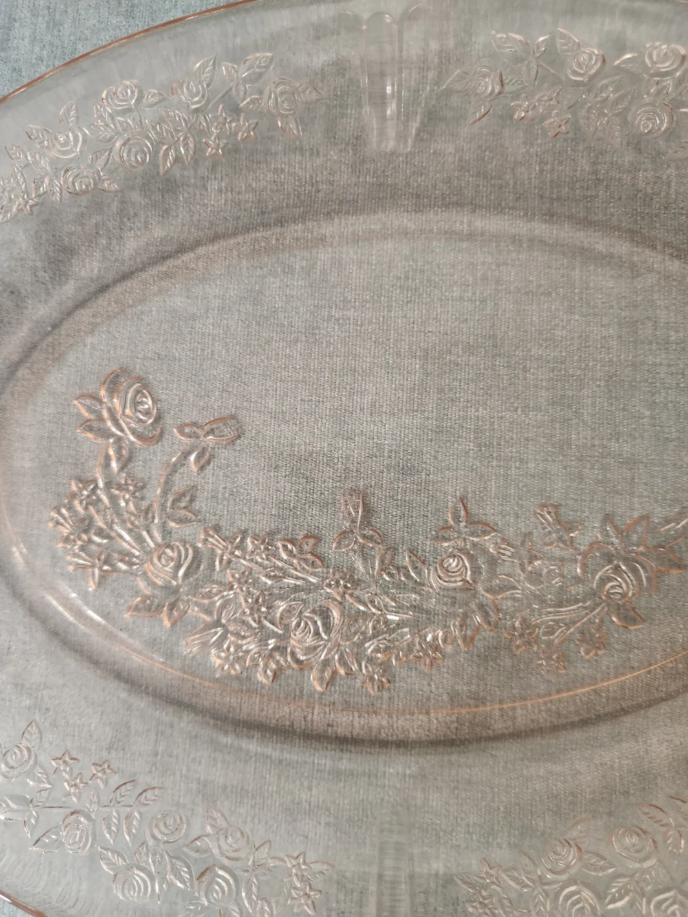 Federal Glass Company Sharon Pink Depression Glass oval platter from 1935–1939,